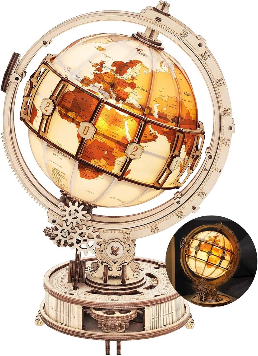 ROKR 3D Wooden Puzzles Illuminated Globe with Stand