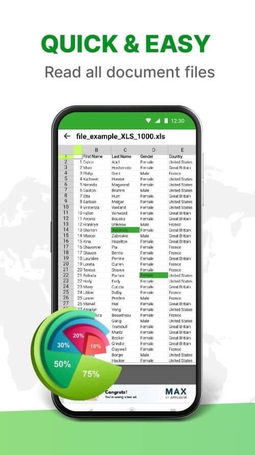 XLSX зритель - XLS чтения Скриншот 1