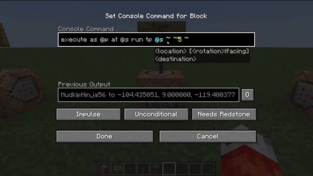 téléportation通过des Blocs de Commande