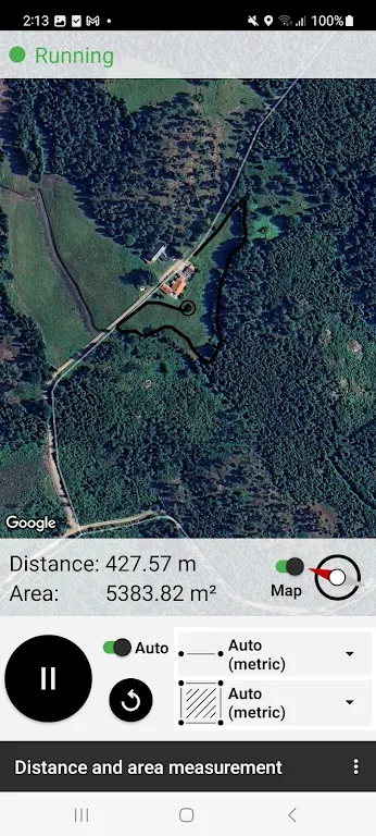 Distance and area measurement Schermafbeelding 3