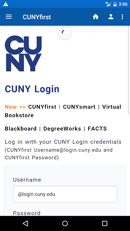 CUNYfirst ภาพหน้าจอ 1