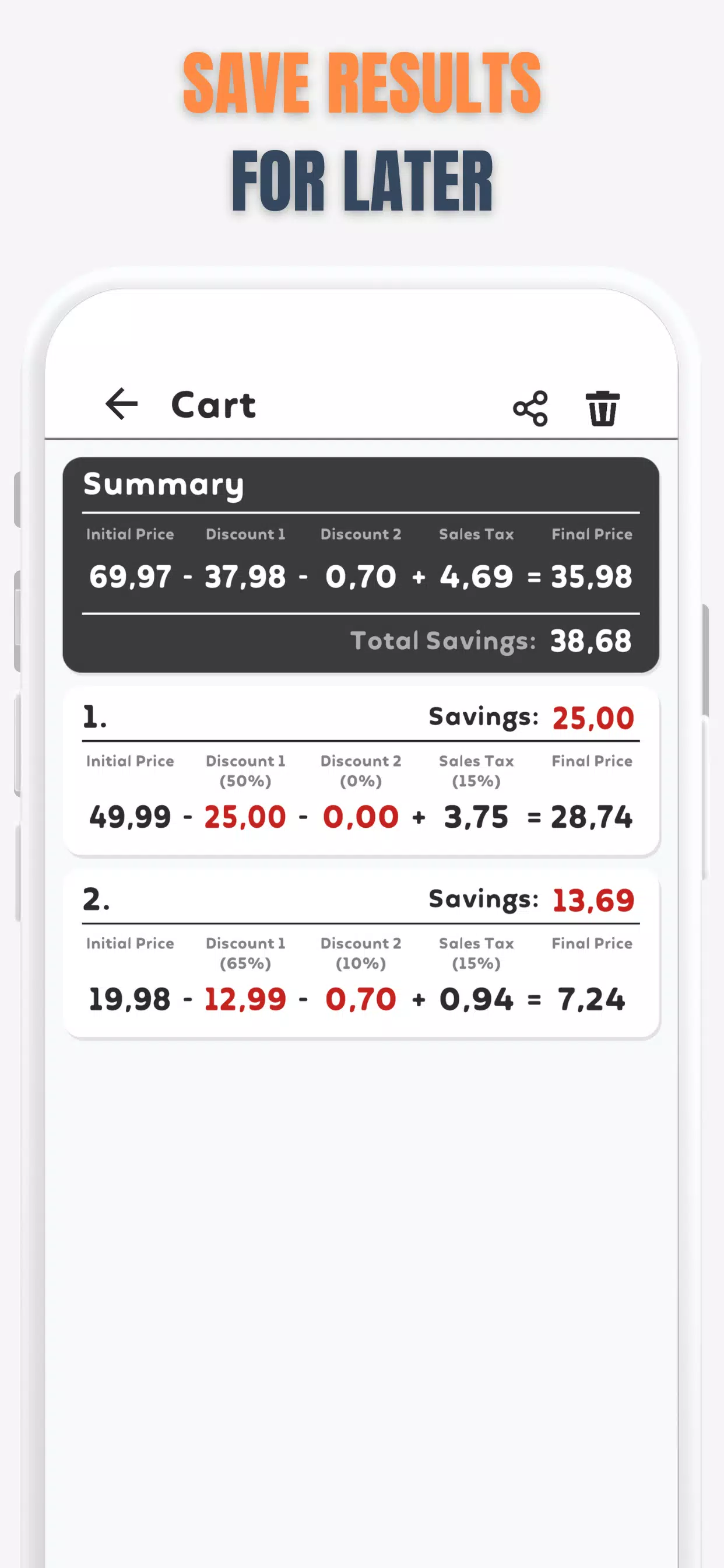 Percent Off Shoping Calculator স্ক্রিনশট 2