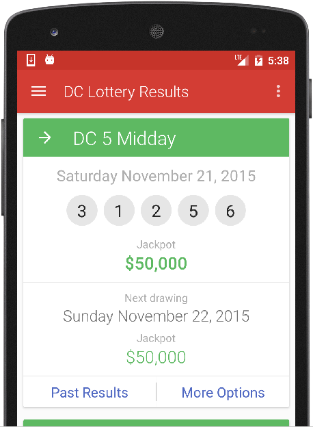 Results for DC Lottery Captura de pantalla 1