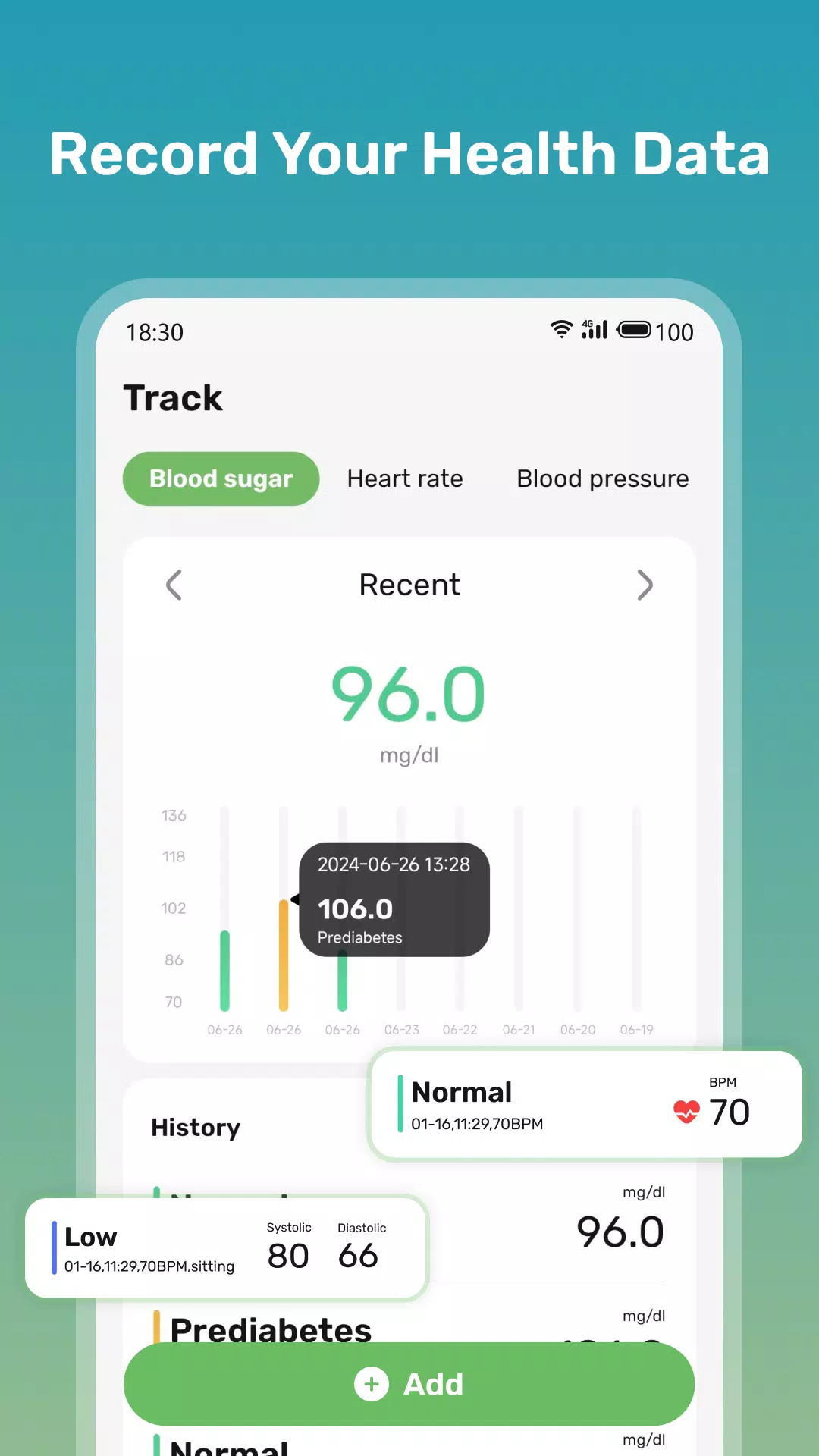 Health Sense: Blood Sugar Hub Captura de pantalla 2