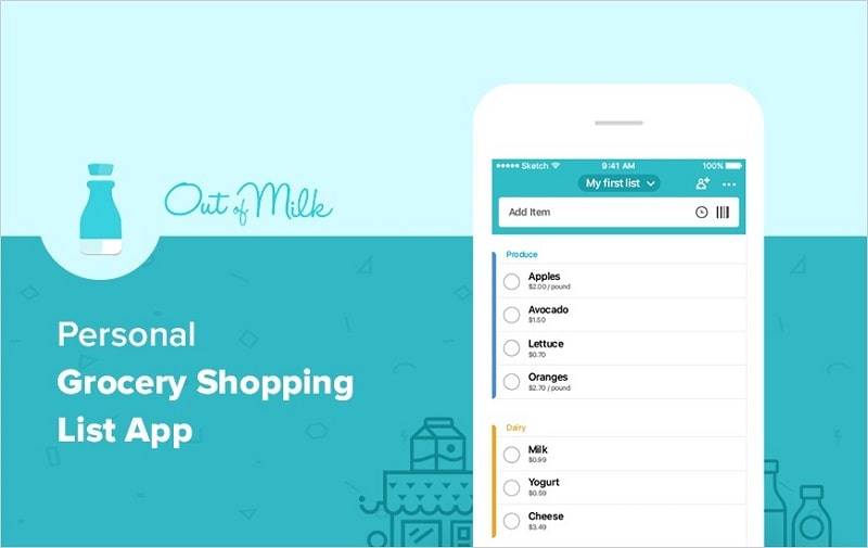 Grocery List App - Out of Milk Скриншот 1