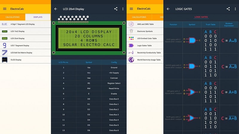 Schermata ElectroCalc 3