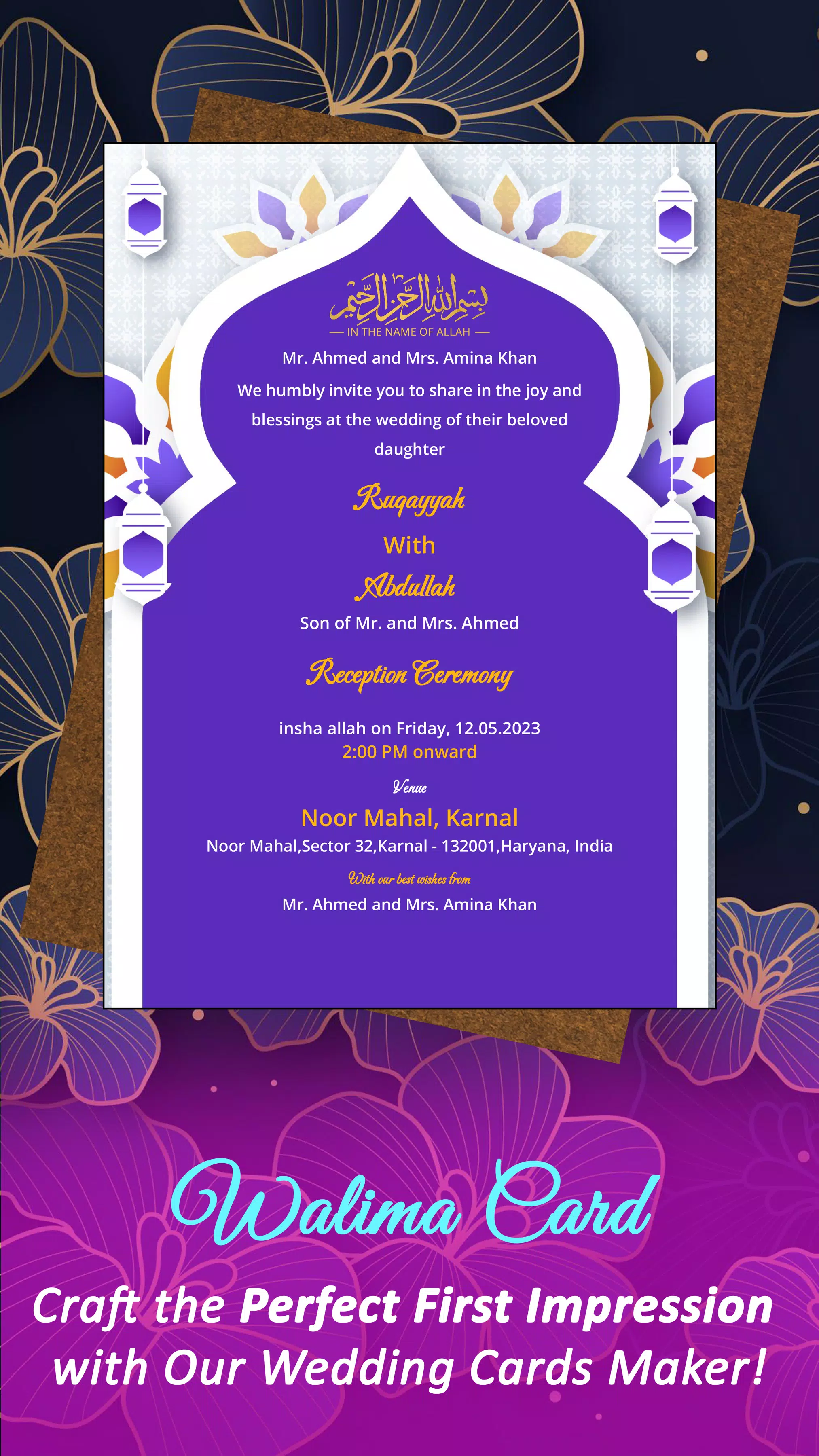 Muslim Wedding Card Maker Captura de tela 3