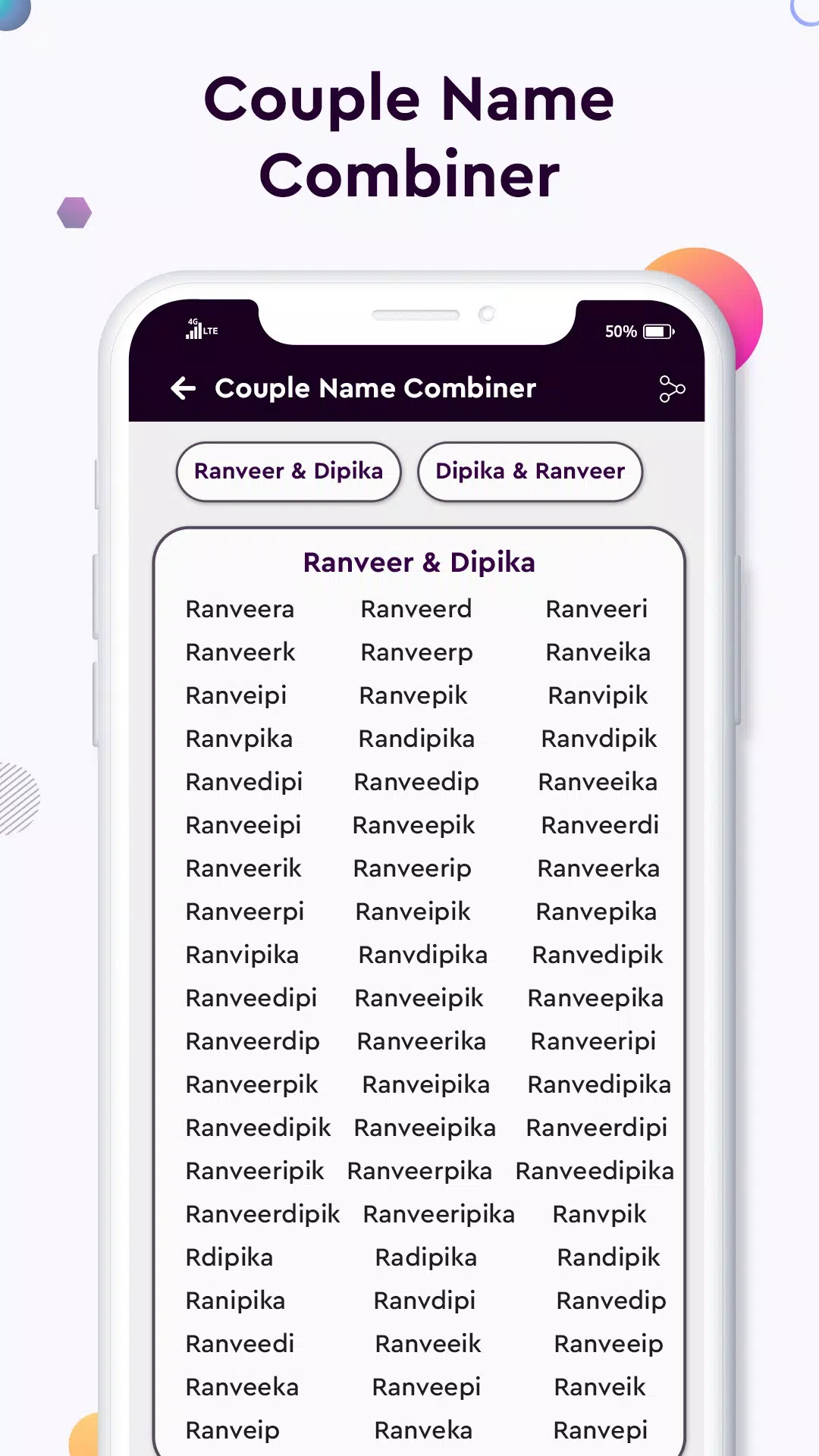 Baby name Couple Name Combiner ภาพหน้าจอ 4