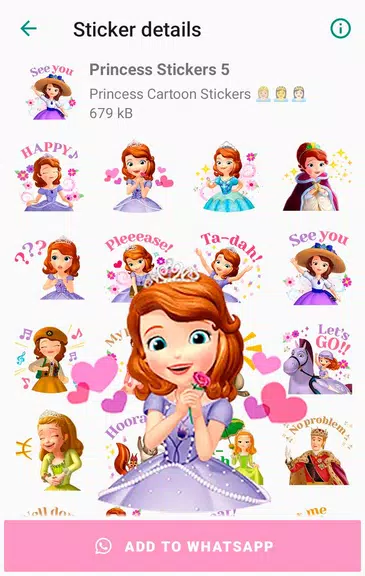 Princess Cartoon WAsticker Captura de pantalla 4