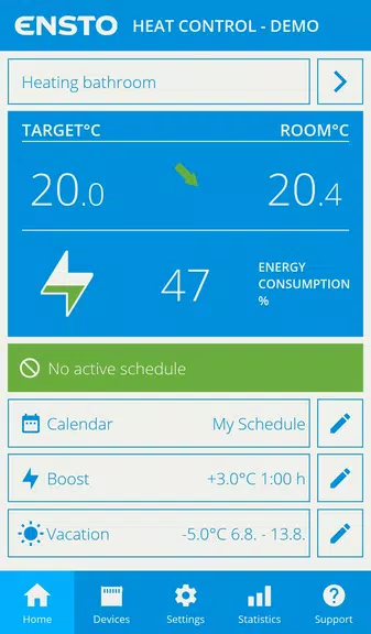 Schermata Ensto Heat Control App 1