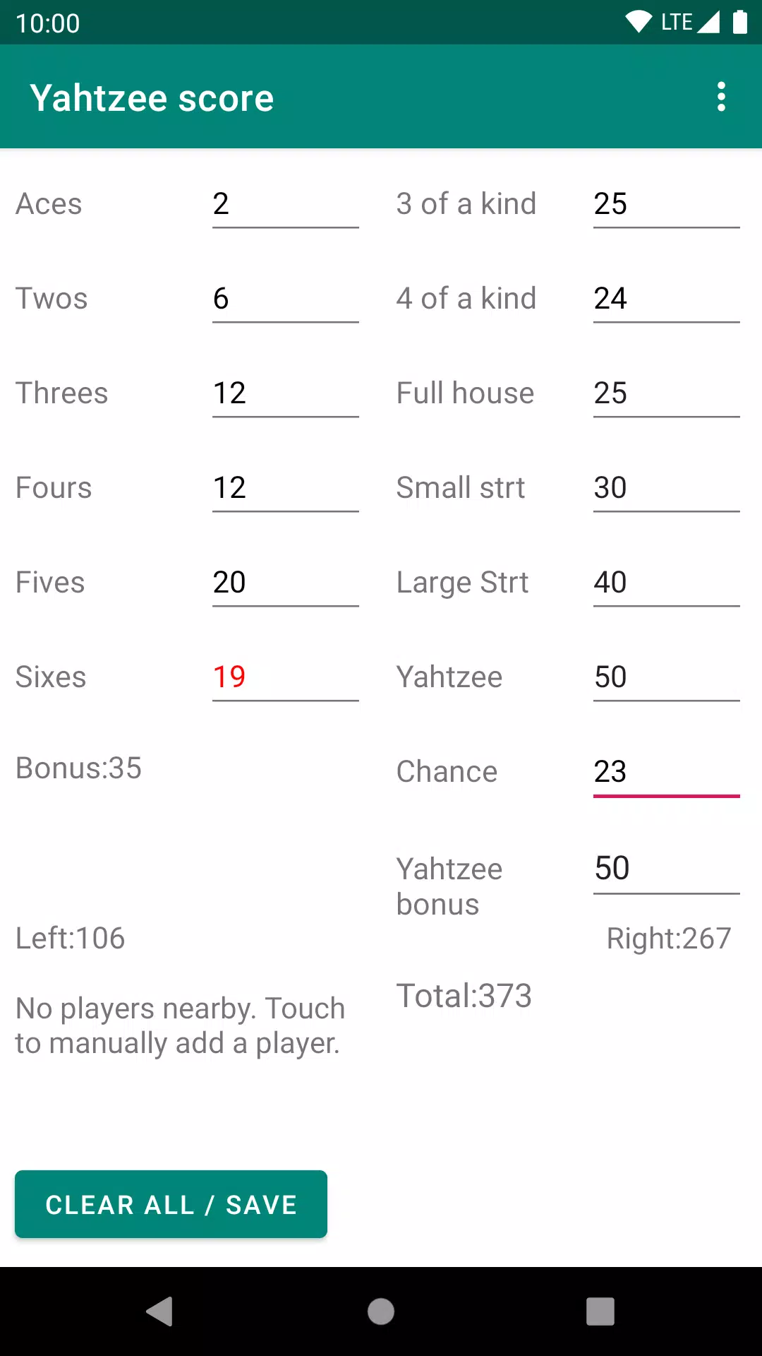 Yatzy score Capture d'écran 1