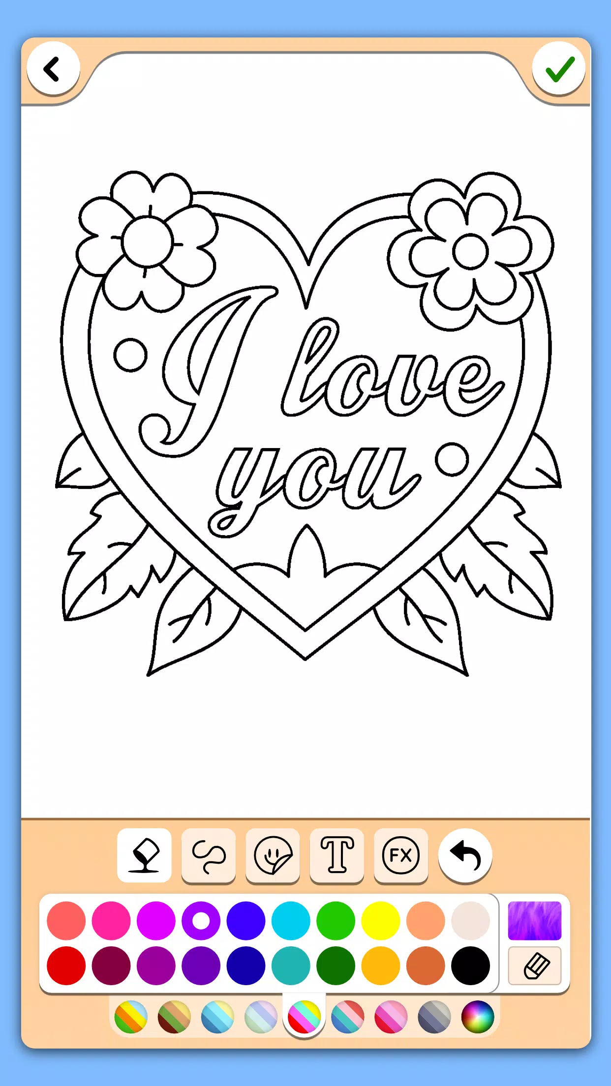 Valentines love coloring book Schermafbeelding 3