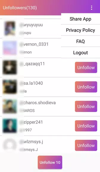 Follow Analyzer who not follow ภาพหน้าจอ 3