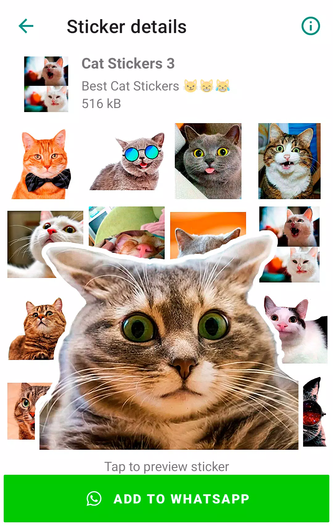 Cute Cat Stickers for WhatsApp Screenshot 3