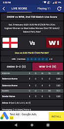 Schermata ENG vs WI Live Cricket Score 1