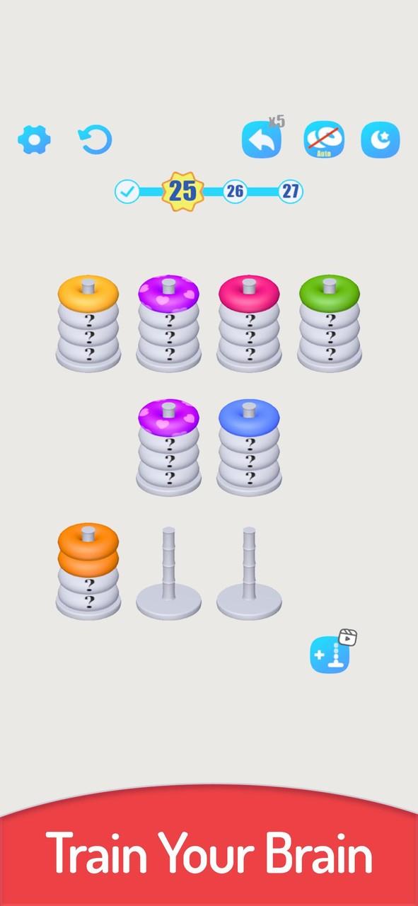 3D Color Sort Hoop Stack Скриншот 2