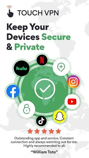 TouchVPN - VPN Proxy & Privacy Capture d'écran 1