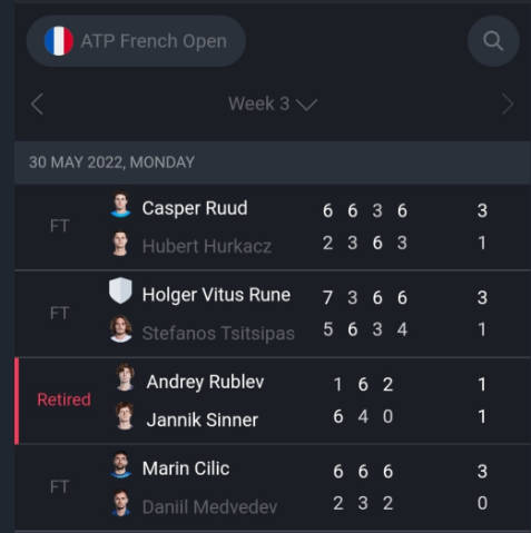 ATP live scores : Tennis live Zrzut ekranu 3