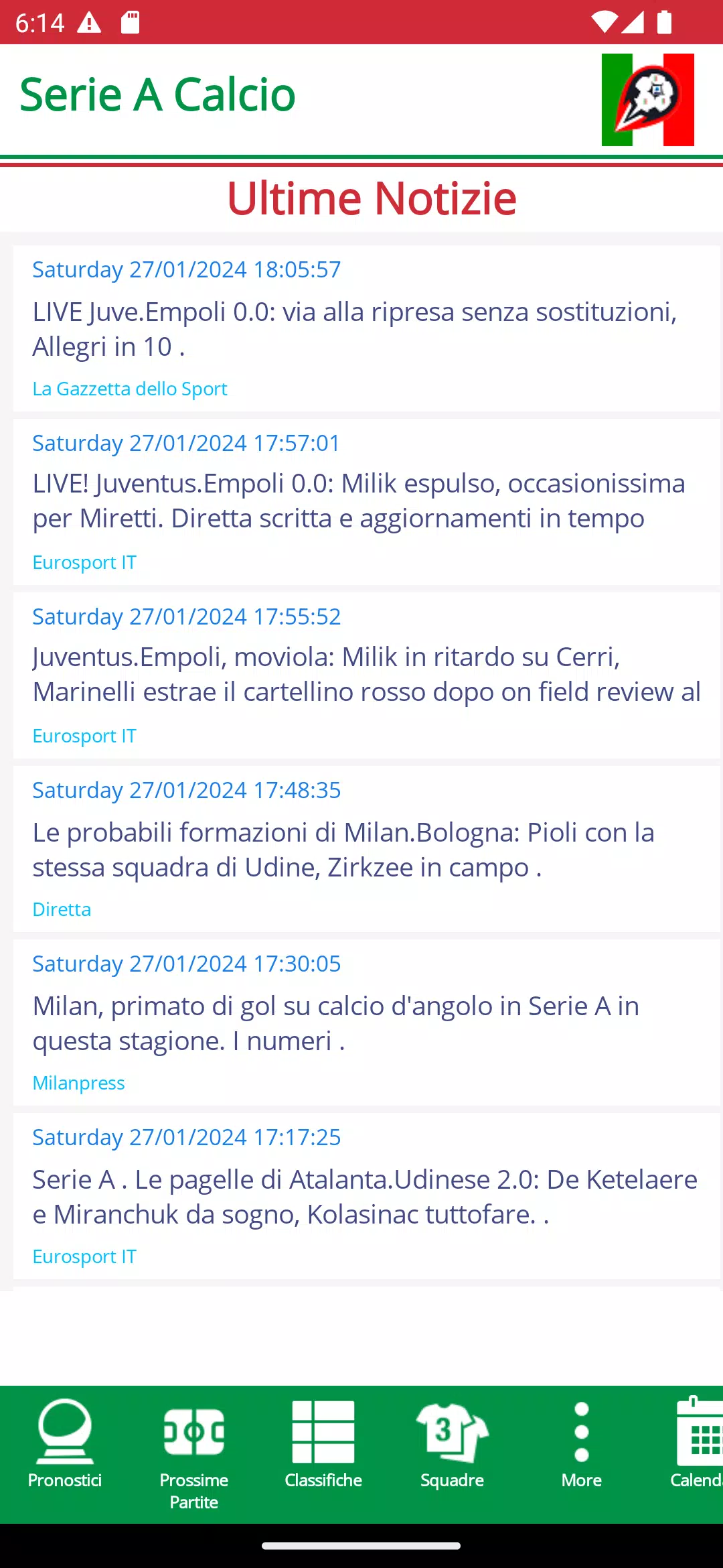 Football Serie A Calcio Italy Скриншот 1