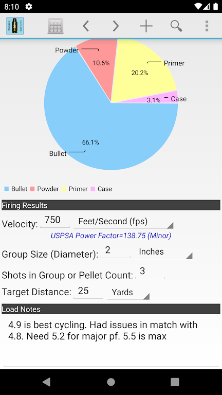 Reloading Calculator - Ammo Captura de pantalla 3