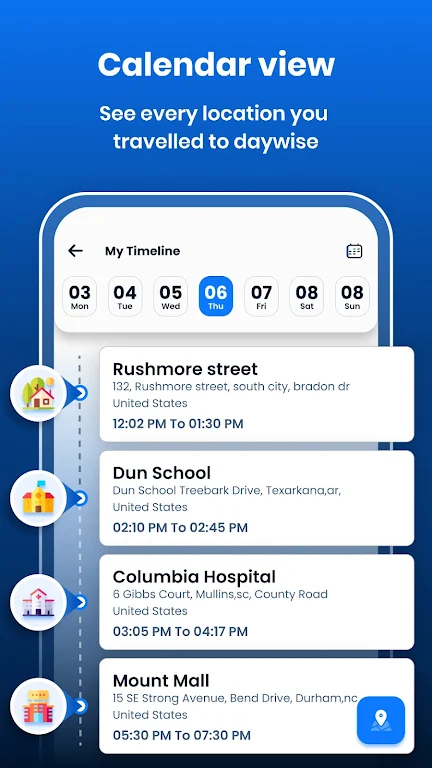 My Location Timeline on Map Screenshot 4