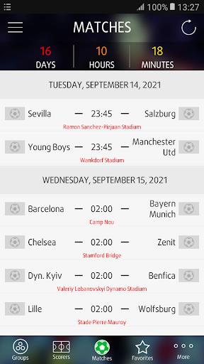 Live Scores for Champions League Schermafbeelding 1