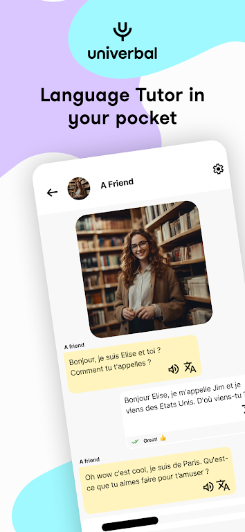 Univerbal - AI Language tutor Capture d'écran 1