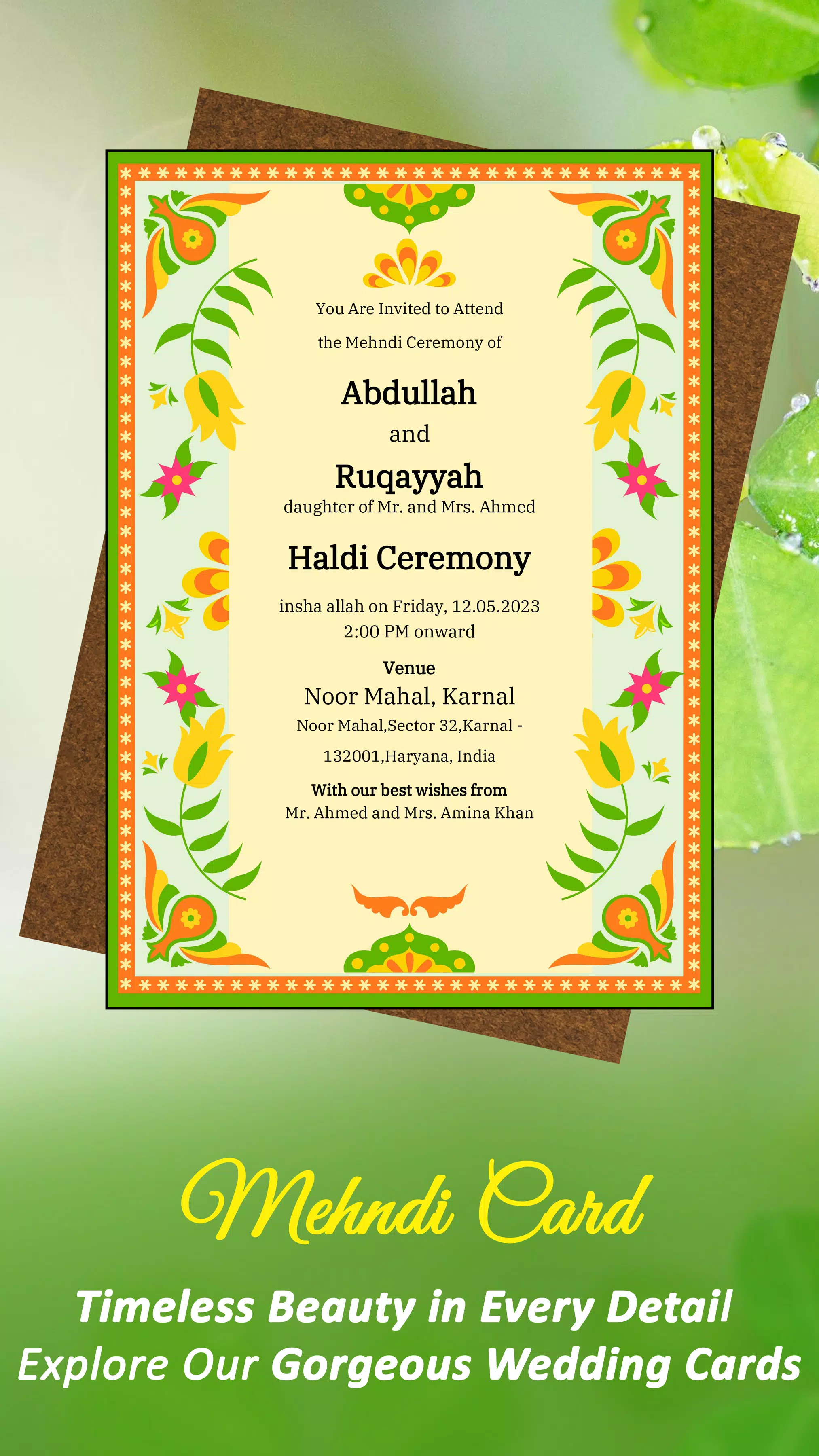 Muslim Wedding Card Maker Captura de tela 4