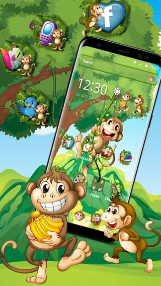 The Cute Cartoon Monkey Theme Schermafbeelding 2