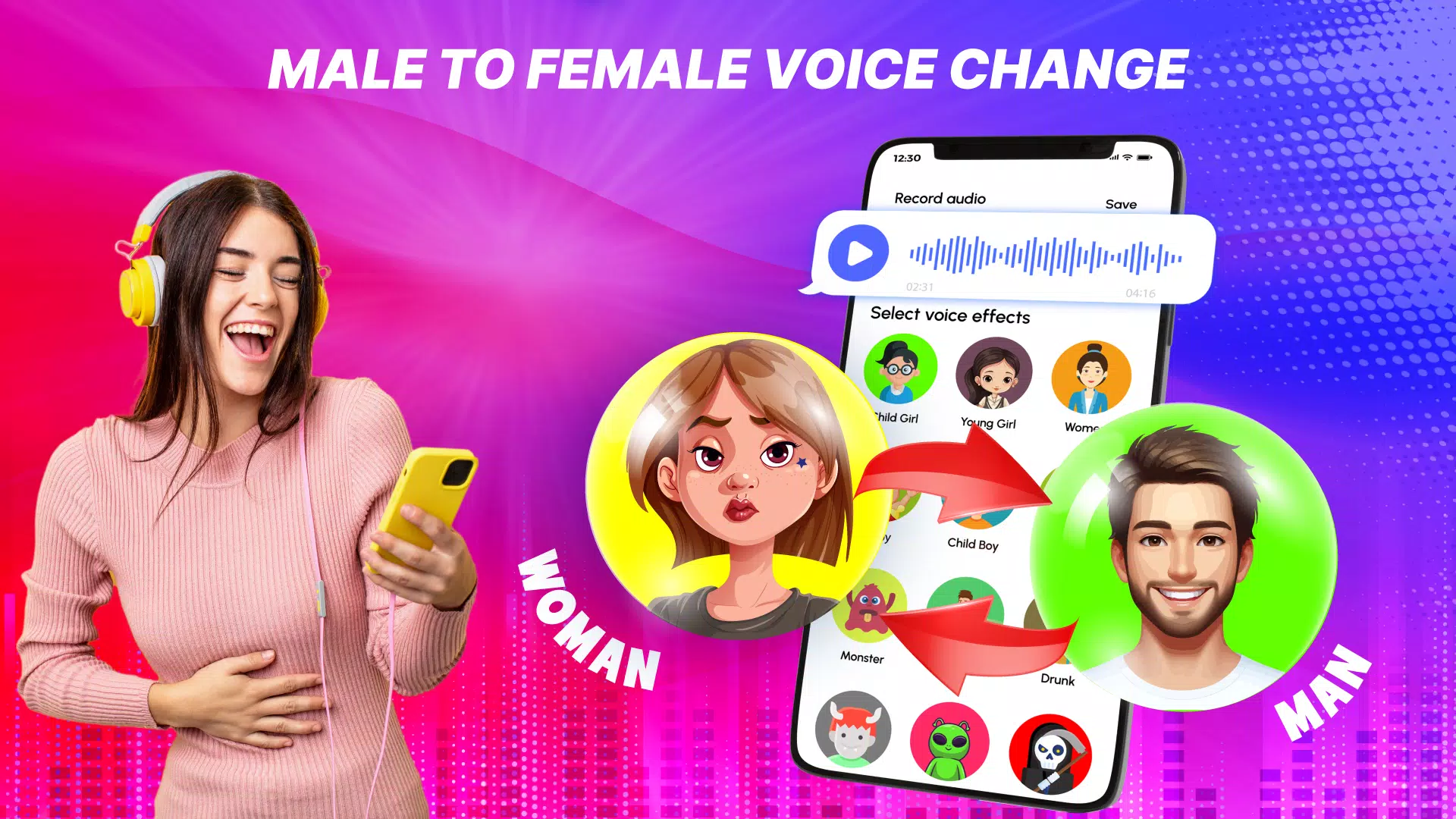 Voice Changer Male to Female スクリーンショット 3