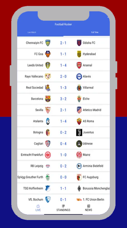 Schermata FootyBite app 1