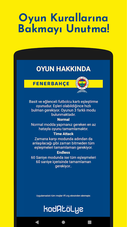 Fenerbahçe Futbolcu Kart Eşleştirme Oyunu Ảnh chụp màn hình 4