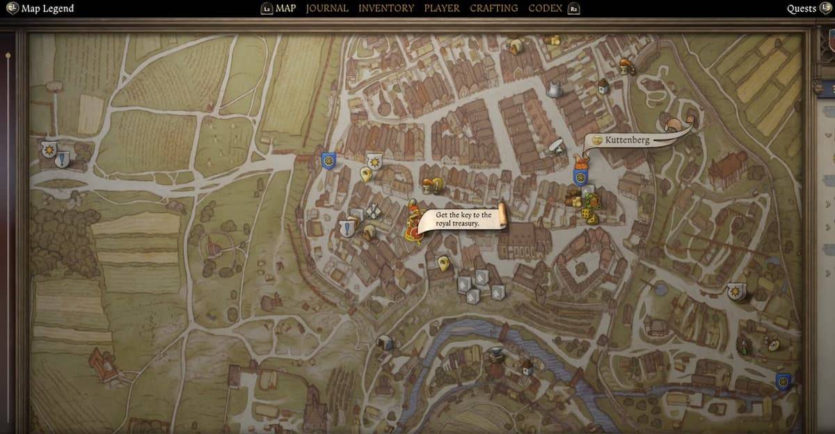Kingdom Come Deliverance 2 Royal Treasury Key location map
