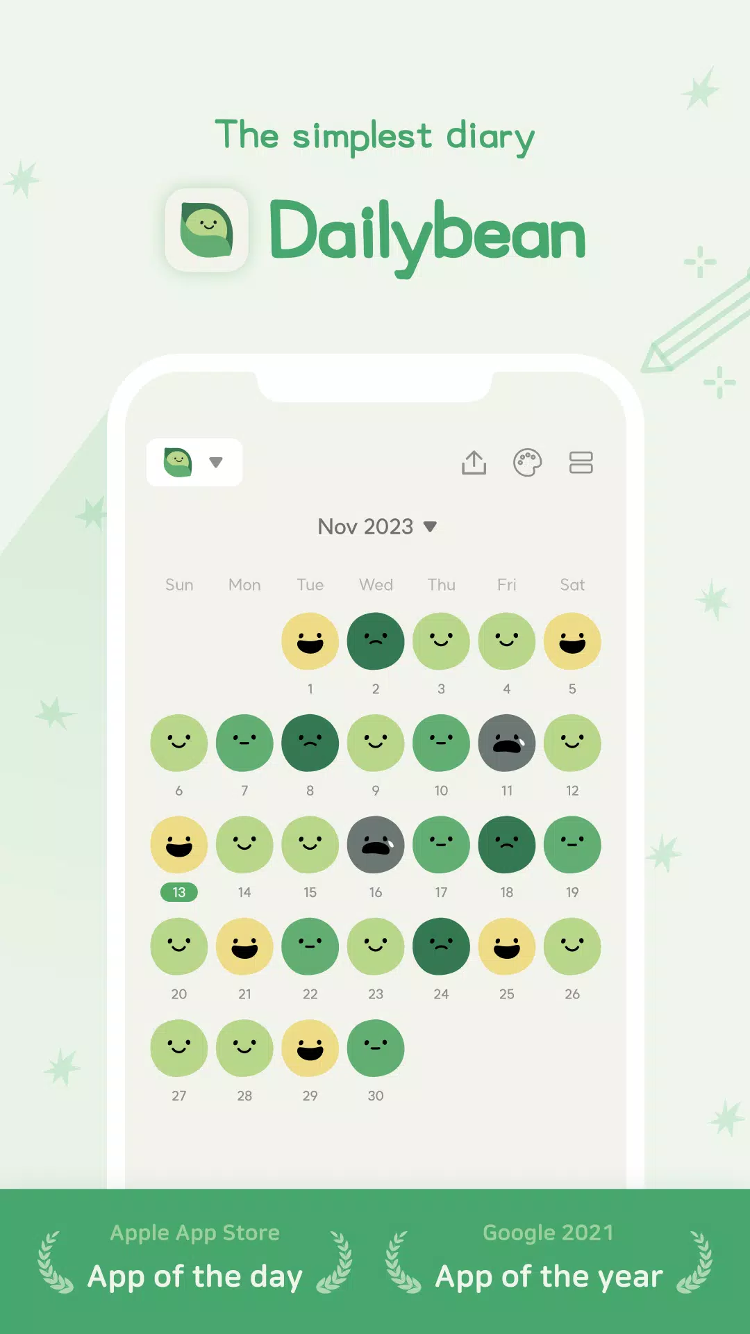 DailyBean: Journal plus simple Capture d'écran 1