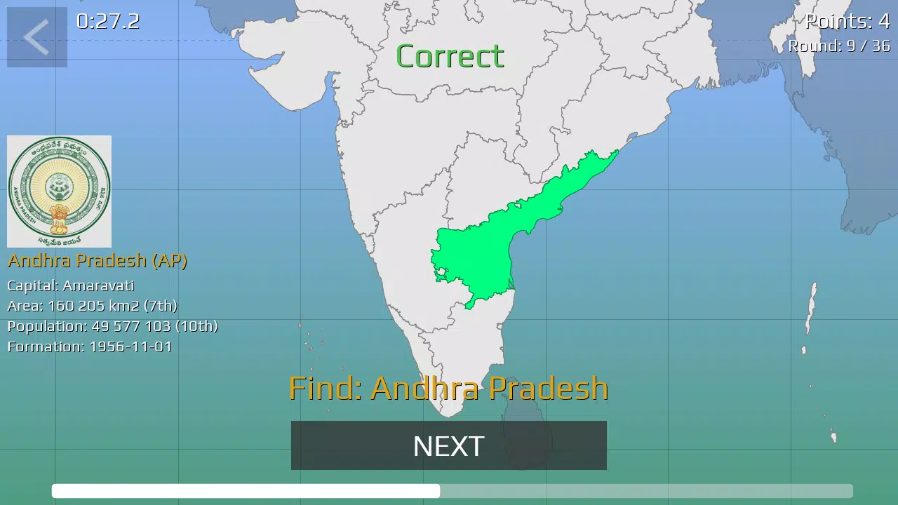 India Map Quiz Captura de pantalla 3