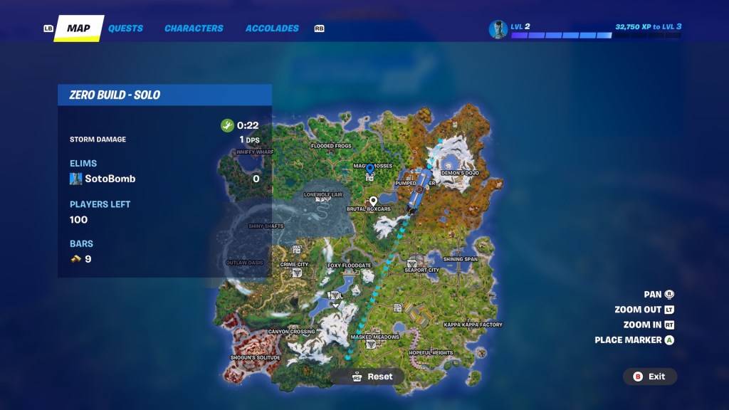 Map showcasing all Black Market locations in Fortnite Chapter 6, Season 2.