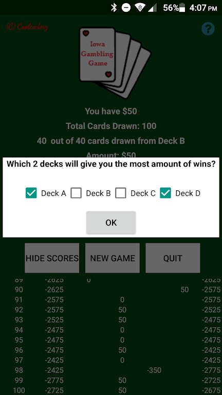 Iowa Gambling Game: Decision Making With Cards Ảnh chụp màn hình 3