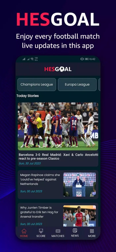 HesGoal - Live Football TV HD Captura de tela 1