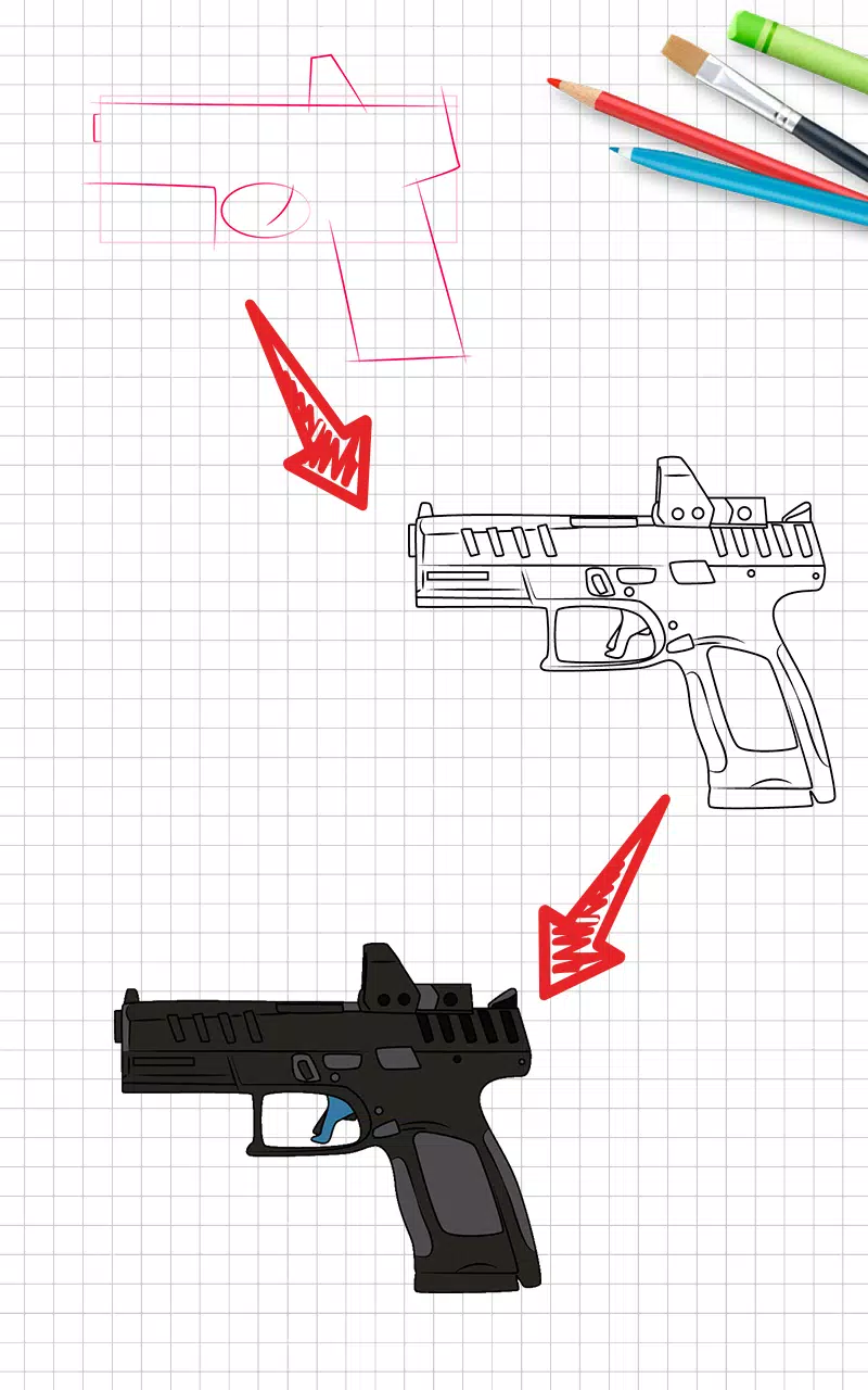 How to draw weapons step by st Zrzut ekranu 1