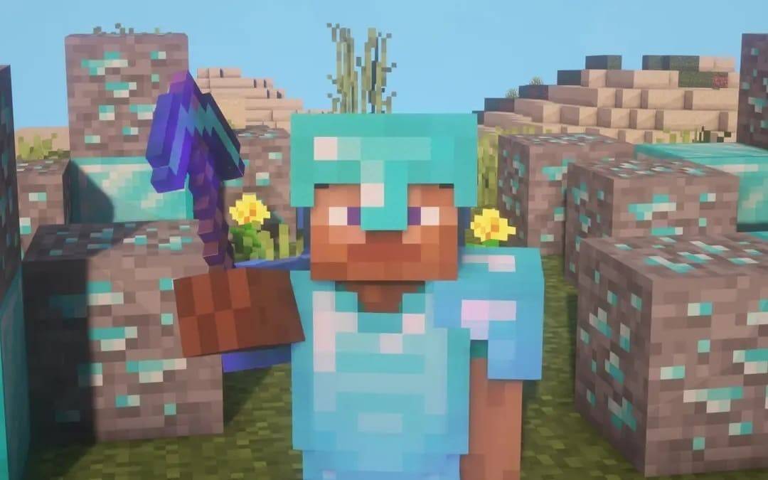 Personagem Minecraft com picareta