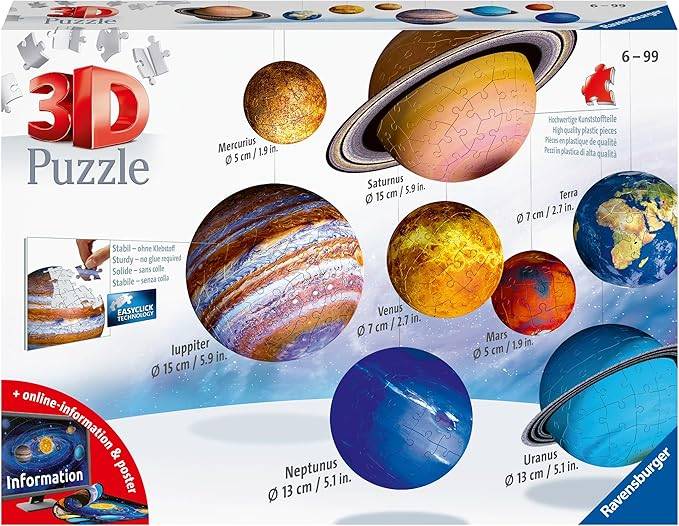 Ravensburger Solar System 540-Piece 3D Jigsaw Puzzle Set