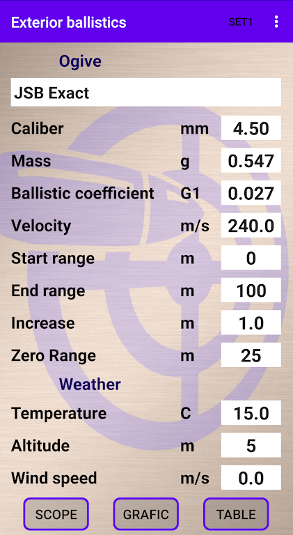 External ballistics calculator ภาพหน้าจอ 1