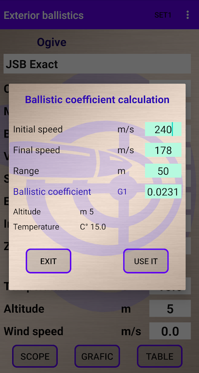 External ballistics calculator Captura de pantalla 4