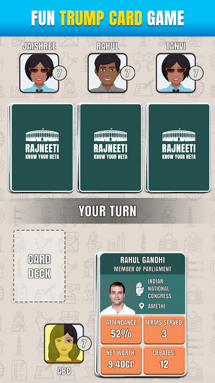 Rajneeti - Trump Card Game Скриншот 1