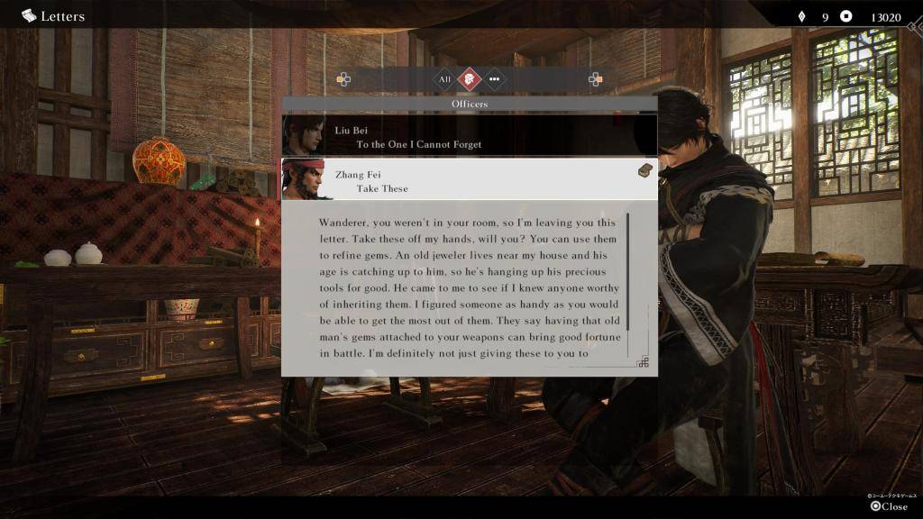 The Wanderer menerima surat dari Zhang Fei di Dinasti Warriors: Asal