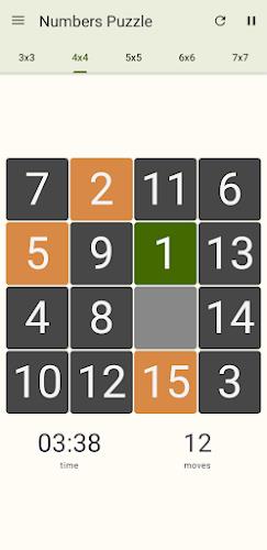 15 Number puzzle sliding game Captura de tela 1