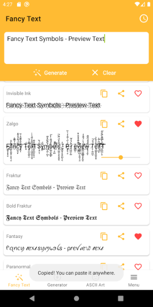 Fancy Text Symbols Zrzut ekranu 1