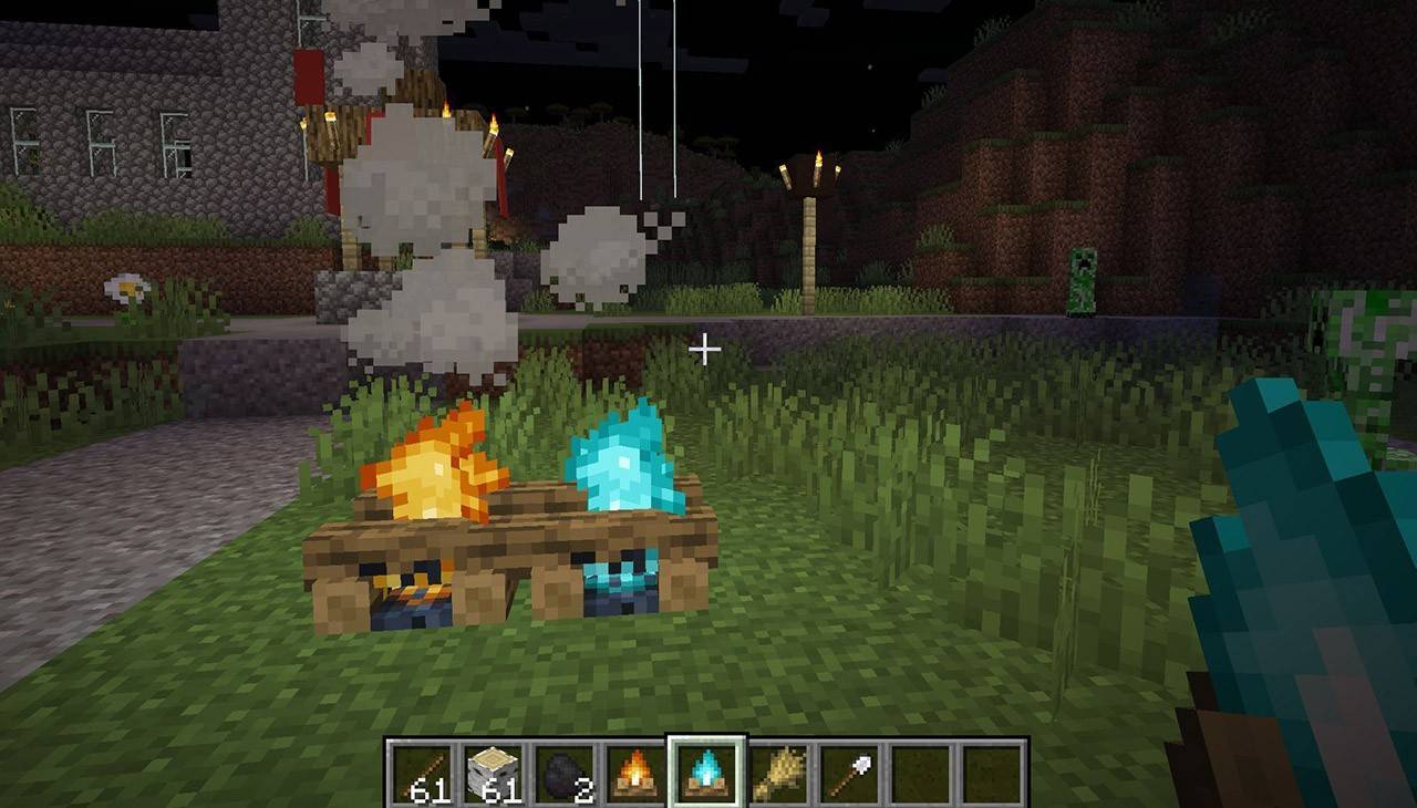 feu de camp à Minecraft