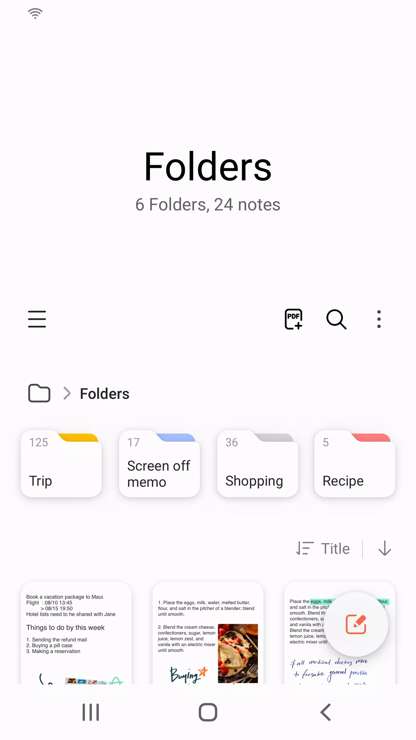 Samsung Notes Zrzut ekranu 1