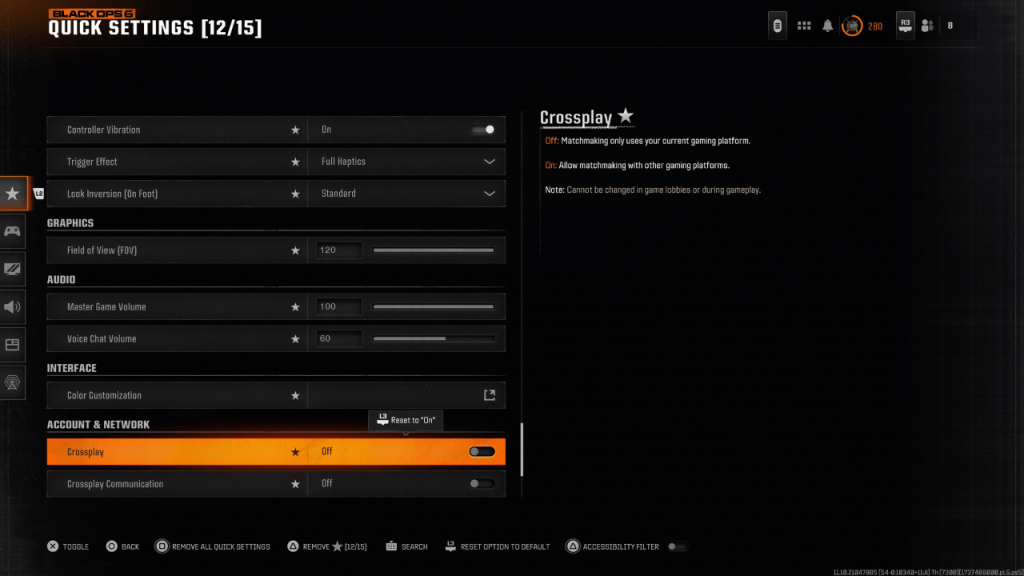 Black Ops 6 တွင် crossplay ကိုပိတ်ခြင်း